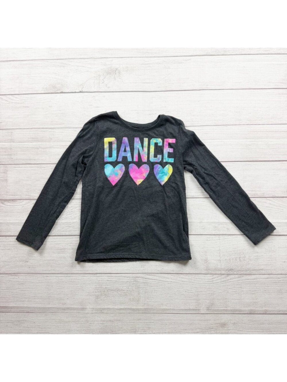 Children's Place Girls Dance Graphic Long Sleeve Shirt Multicolor Hearts M 7-8